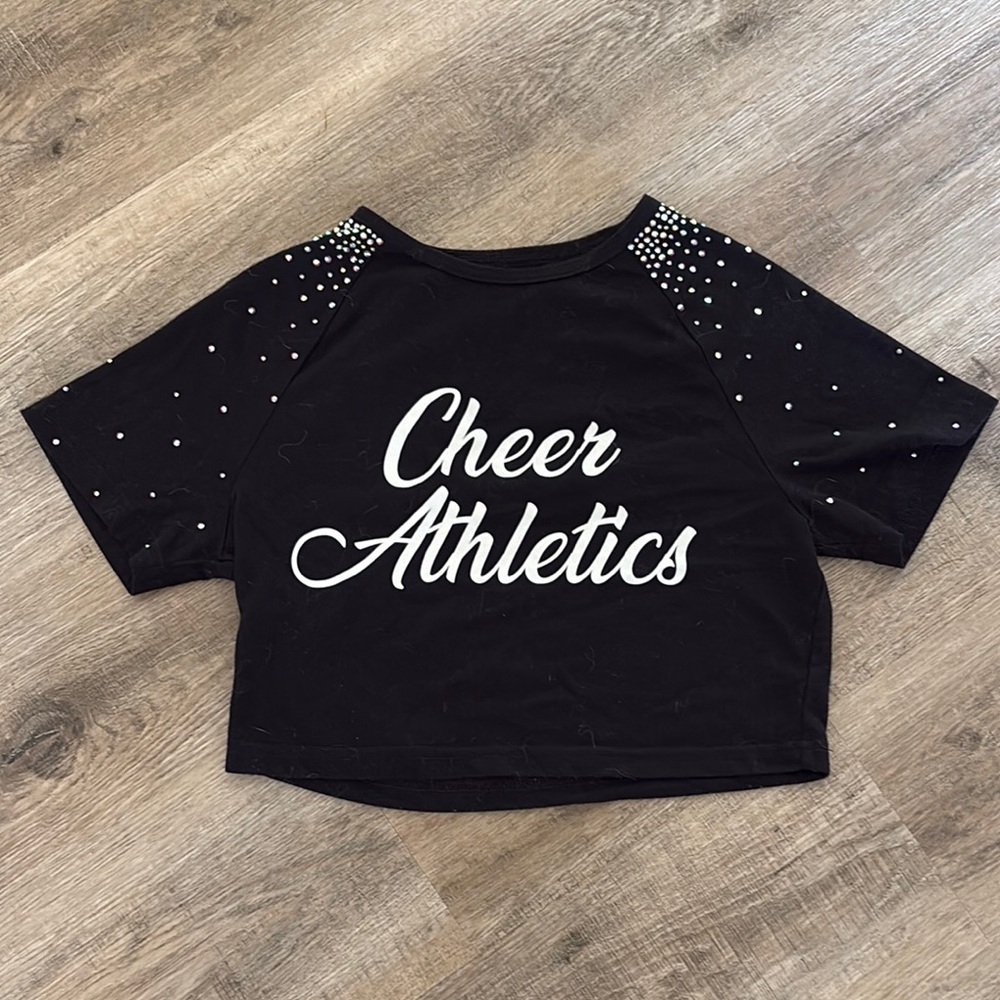 Black Cheer Athletics Crop Top with Rhinestones